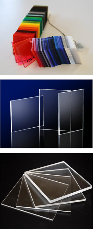 A chapa de acrílico é o mais comum dos materiais transparentes. O material disponível é de alto impacto com várias possibilidades em tamanhos e espessuras.